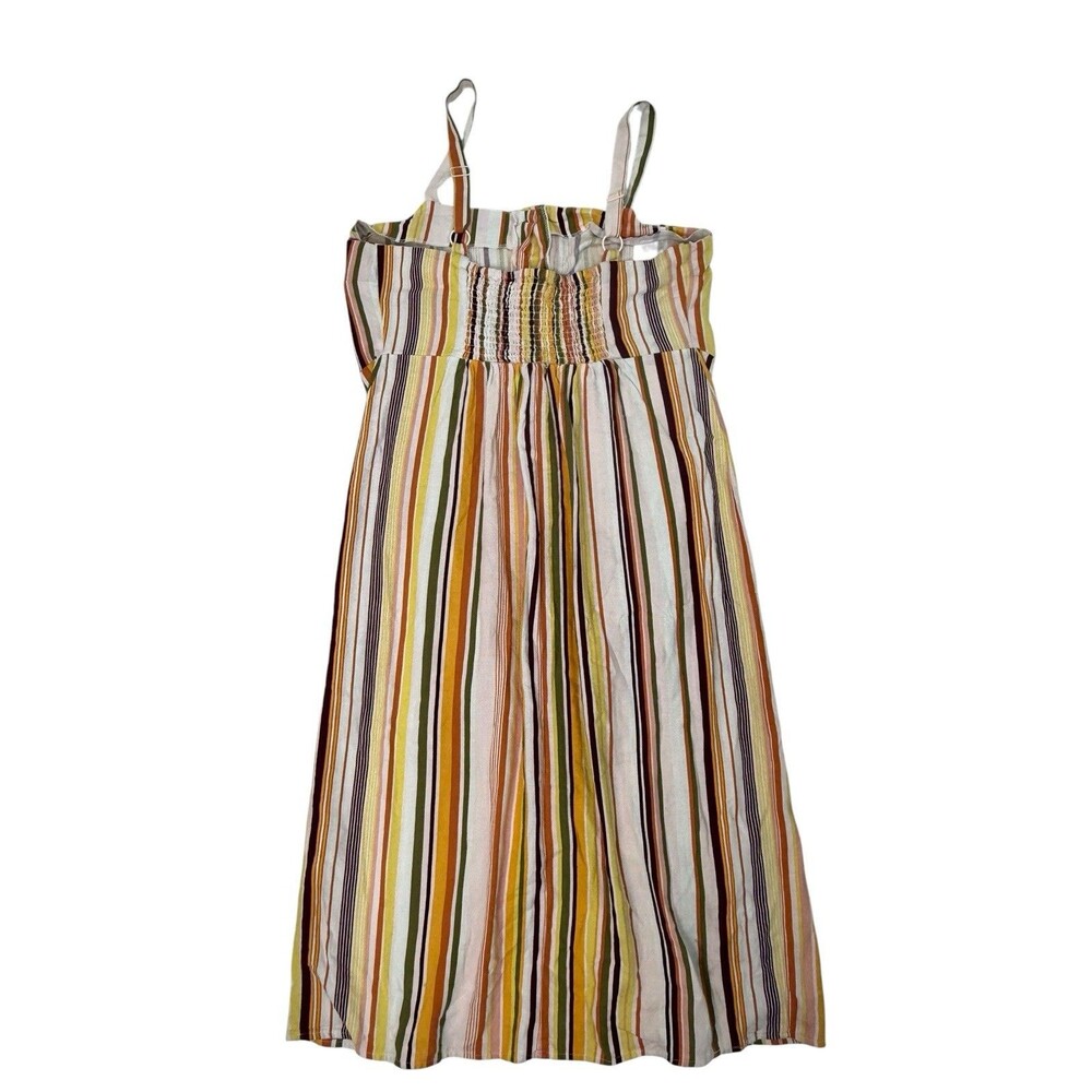 Cotton On Striped Button Front Midi Summer Dress Multicolor Linen Blend Size XL - Picture 4 of 9